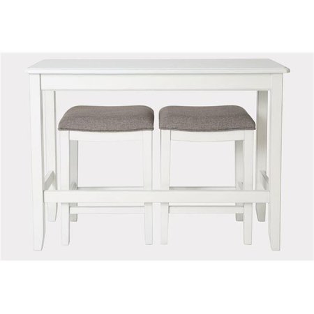 NEWRIDGE HOME GOODS NewRidge Home Goods 4570-WHT Home Sofa Table with Two Stools; White 4570-WHT